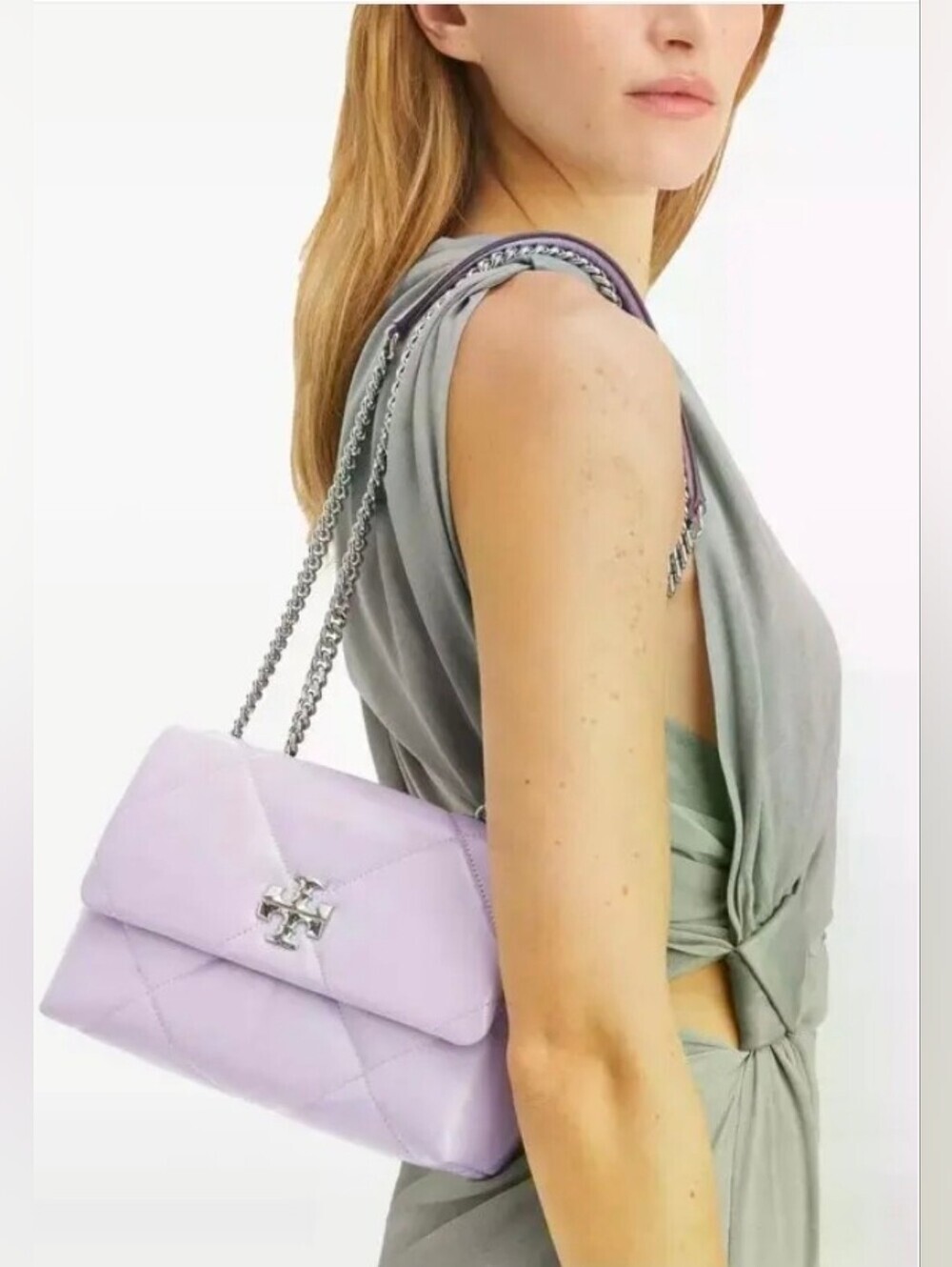 Tory Burch Quilted Lavender Leather Chain Shoulder Bag - Picture 2 of 8